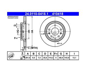 Disque de frein ATE 24.0110-0418.1, 1 pièce