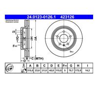 ATE 24.0123-0126.1 Disque de frein