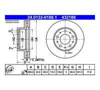 Disque de frein ATE 24.0132-0188.1 avant, ventilé, 1 pièce