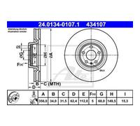 Disque de Frein ATE pour Audi A6 Toute Route C7 (4GH/4GJ)