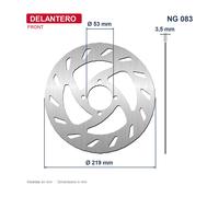 NG BrakeDisc Disque de frein 1023876 rond argenté compatible DERBI FDS World Champion 50 1992