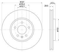 Disque de frein avant HELLA PAGID PRO High Carbon pour OPEL INSIGNIA B