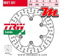 TRW Disque de frein avant Lucas MST207 Ø318 mm pour Honda VF 700 C RC43 1993-1999