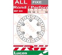 TRW Lucas Disque de frein MST205 Avant rigide 1 pièce