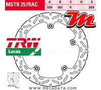 Disque de frein Avant TRW Lucas MSTR 257 RAC BMW S 1000 RR (K10) 2014