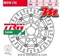 TRW Lucas Brake disque MSW216, flottant