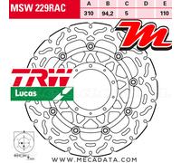 TRW Disques de frein Racing avant AVANT, MSW229RAC FLOTTANT