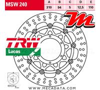 1x Disque de frein TRW MSW240 convient pour