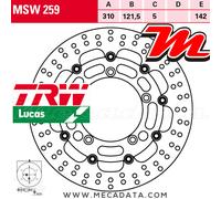 TRW Disque de frein MSW259, homologation ABE, Ø 310 mm, flottant