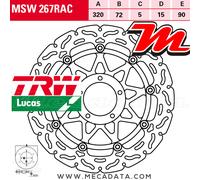 1x Disque de frein TRW MSW267RAC convient pour