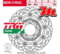 TRW Disque de frein avant MSW274RAC flottant Racing