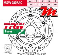 Disque de frein Avant TRW MSW280RAC Ducati 1200 Multistrada Pikes Peak AA 2016+