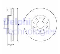 Delphi Disque de frein BG4701C pour VW, Audi, Seat, Skoda