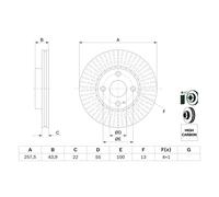 Disque de frein BOSCH 0 986 479 E56 avant, ventilé, à haute teneur en carbone, 1 pièce