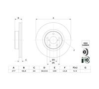 Disque de frein BOSCH 0 986 479 E69 avant, ventilé, à haute teneur en carbone, 1 pièce