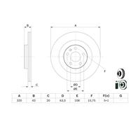 Disque de frein BOSCH 0 986 479 E87 arrière, ventilé, 1 pièce