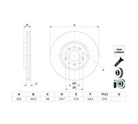 Disque de frein BOSCH 0 986 479 F03 avant, ventilé, à haute teneur en carbone, 1 pièce