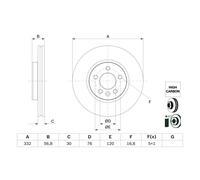 Disque de frein BOSCH 0 986 479 F04 avant, ventilé, à haute teneur en carbone, 1 pièce