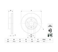 Disque de frein BOSCH 0 986 479 F22 avant, ventilé, à haute teneur en carbone, 1 pièce
