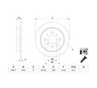 Disque de frein BOSCH 0 986 479 F34 arrière, plein, 1 pièce