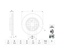 Disque de frein BOSCH 0 986 479 F37 avant, ventilé, à haute teneur en carbone, 1 pièce