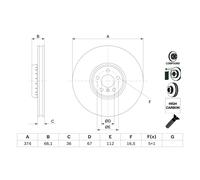 Disque de frein BOSCH 0 986 479 F54 avant, ventilé, à haute teneur en carbone, 1 pièce