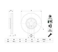 Disque de frein BOSCH 0 986 479 F58 avant, ventilé, à haute teneur en carbone, 1 pièce