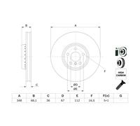 Disque de frein BOSCH 0 986 479 F59 avant, ventilé, à haute teneur en carbone, 1 pièce