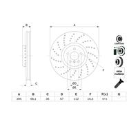 Disque de frein BOSCH 0 986 479 F64 avant, ventilé, à haute teneur en carbone, 1 pièce