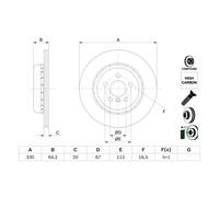 Disque de frein BOSCH 0 986 479 G15 arrière, ventilé, à haute teneur en carbone, 1 pièce