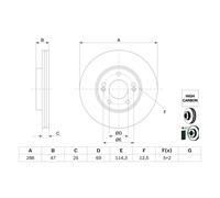 Disque de frein BOSCH 0 986 479 G24 avant, ventilé, à haute teneur en carbone, 1 pièce