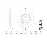 Disque de frein BOSCH 0 986 479 G26 avant, ventilé, à haute teneur en carbone, 1 pièce