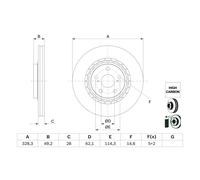 Disque de frein BOSCH 0 986 479 G63 avant, ventilé, à haute teneur en carbone, 1 pièce