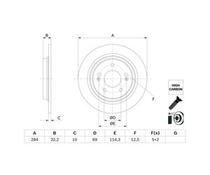 Disque de frein BOSCH 0 986 479 G77 arrière, plein, à haute teneur en carbone, 1 pièce