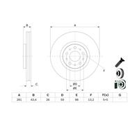 Disque de frein BOSCH 0 986 479 G82 avant, ventilé, 1 pièce