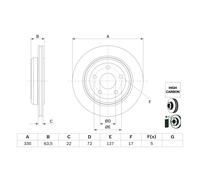 Disque de frein BOSCH 0 986 479 G84 arrière, ventilé, à haute teneur en carbone, 1 pièce