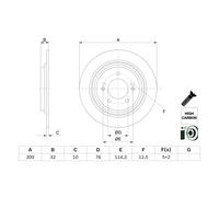 Disque de frein BOSCH 0 986 479 H01 arrière, plein, à haute teneur en carbone, 1 pièce