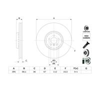 Disque de frein BOSCH 0 986 479 H12 avant, ventilé, à haute teneur en carbone, 1 pièce