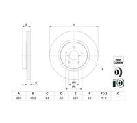 Disque de frein BOSCH 0 986 479 H28 avant, ventilé, à haute teneur en carbone, 1 pièce