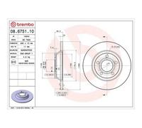 Disque De Frein Brembo 08.6751.10 Prime Line pour Audi
