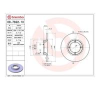 Disque De Frein Brembo 08.7822.10 Prime Line pour Chevrolet Daewoo Fso
