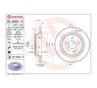 Disque De Frein Brembo 08.8405.11 Prime Line - Uv Coated pour Mercedes Benz