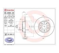 Disque De Frein Brembo 08.9364.21 Prime Line - Uv Coated pour Alfa Romeo Fiat