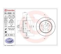 Disque De Frein Brembo 08.9580.11 Prime Line - Uv Coated pour Mercedes Benz