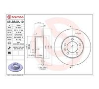 Disque De Frein Brembo 08.B829.10 Prime Line pour Nissan Opel Renault Vauxhall