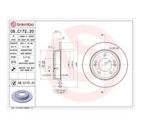 Brembo Disque de frein arrière 08.C172.21 Ø262 mm Anti-corrosion UV – Jeu de 2
