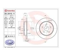 Disque De Frein Brembo 08.D418.11 Prime Line - Uv Coated pour Toyota Lexus