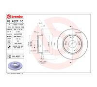 Disque de frein BREMBO 08A32711 arrière, plein, 1 pièce