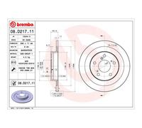 Disque de frein BREMBO 08D21711 arrière, plein, 1 pièce