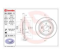 Disque de frein BREMBO 08D22011 arrière, plein, à haute teneur en carbone, 1 pièce